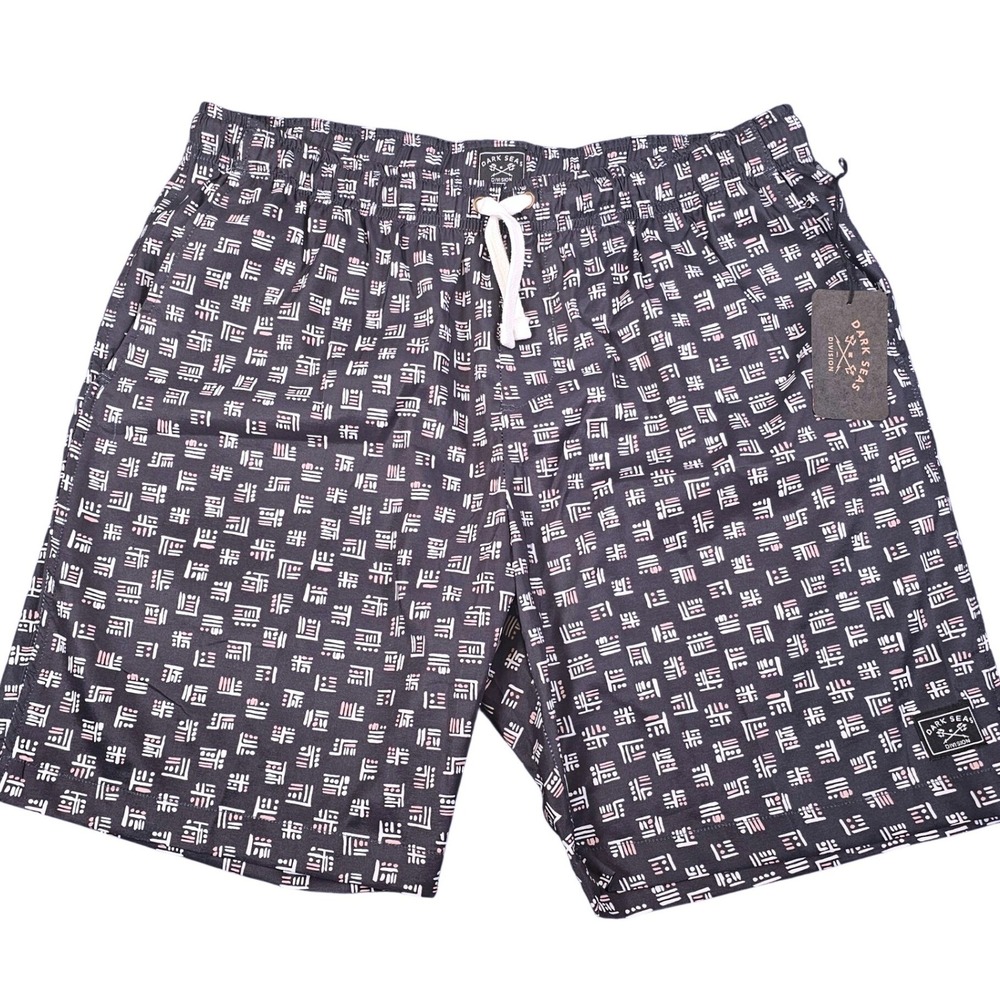 Dark Seas Nacional Shorts Navy Geometric‎ Tribal Print Mens XL New Nautical